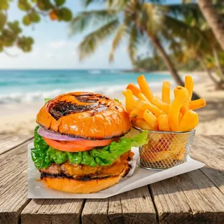 Signature 50/50 Fyre Burger at ShoreFyre Waikiki