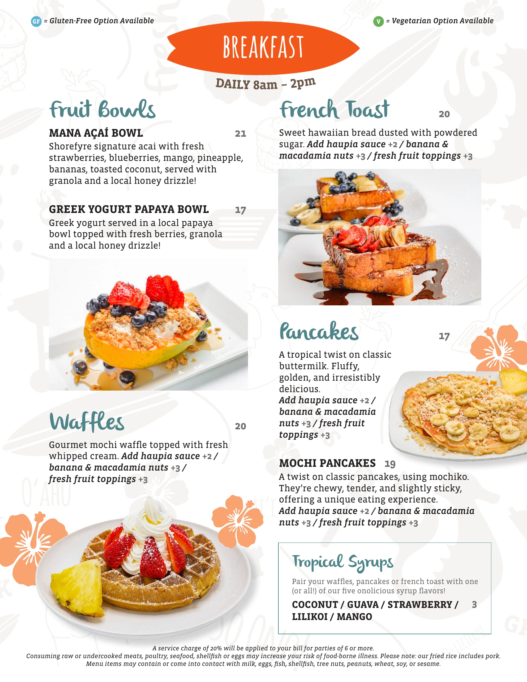 ShoreFyre IMP Menu Page 1 – Breakfast & Brunch