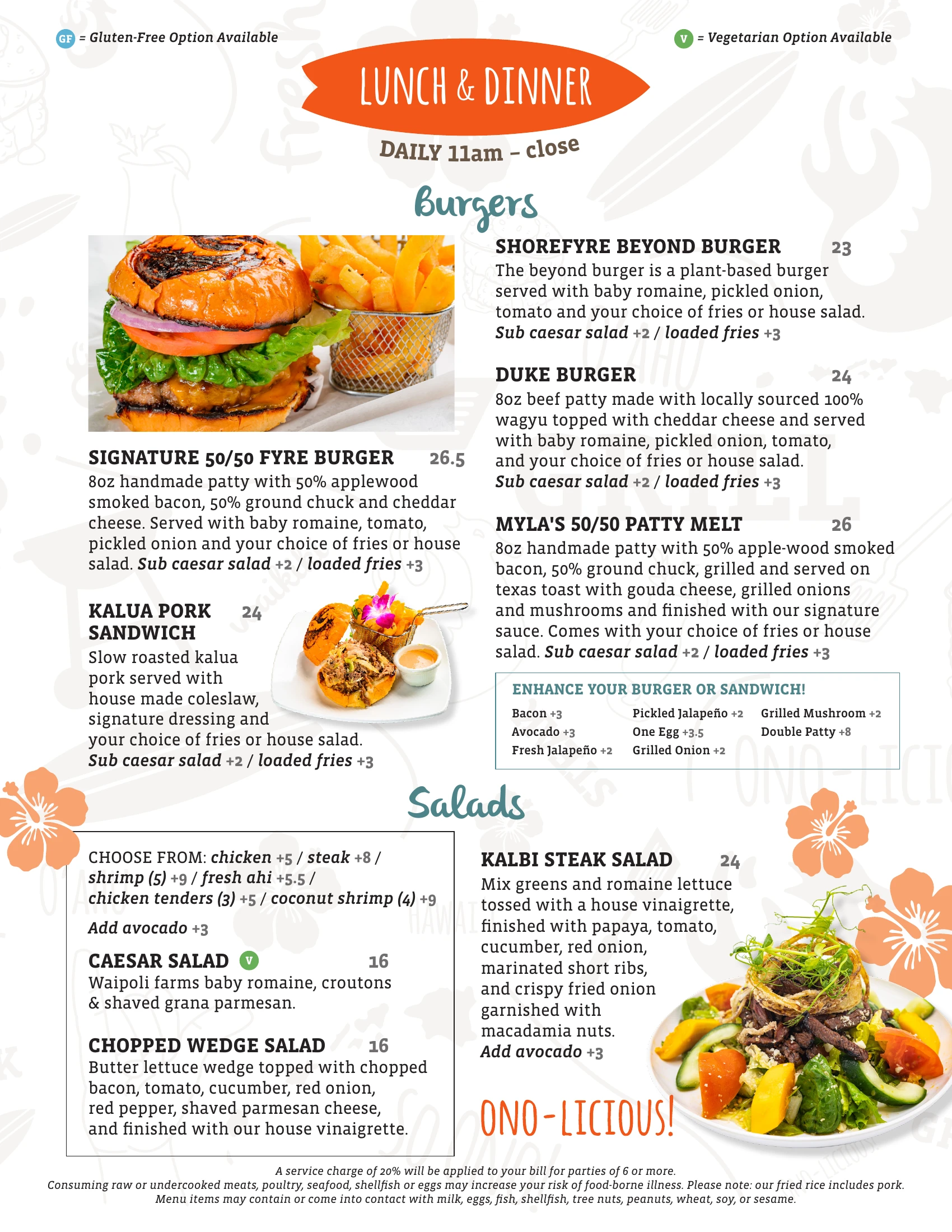 ShoreFyre IMP Lunch Menu Page 1